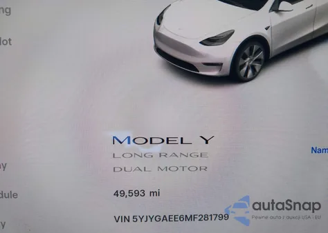2021 Tesla Model Y Long Range Dual Motor All-Wheel Drive из США, поврежденный, VIN 5YJYGAEE6MF281799